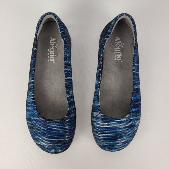 Alegria Blue Leather Flat Shoes Size 8 - Picture 2 of 6